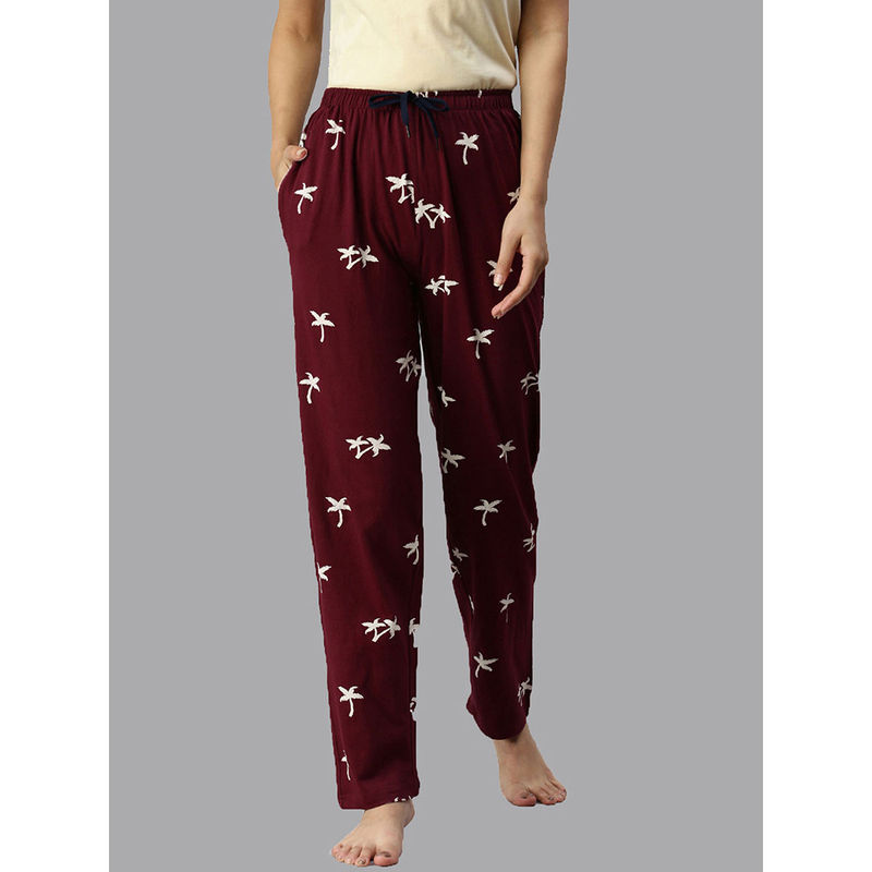 Kryptic Maroon Printed Pyjama for Women (XL)