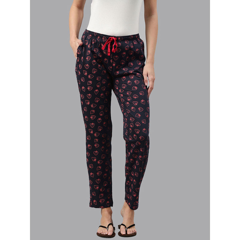 Kryptic Navy Blue Printed Pyjama for Women (S)