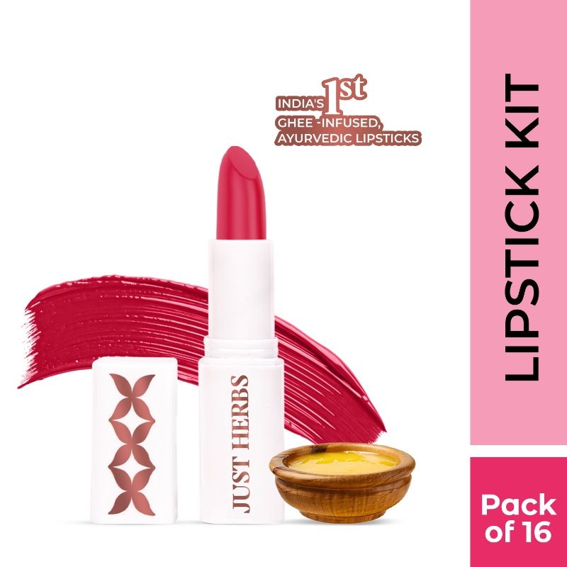 Just Herbs Ayurvedic Matte Lipstick Pink Shade No. 1 Bhavna Pink