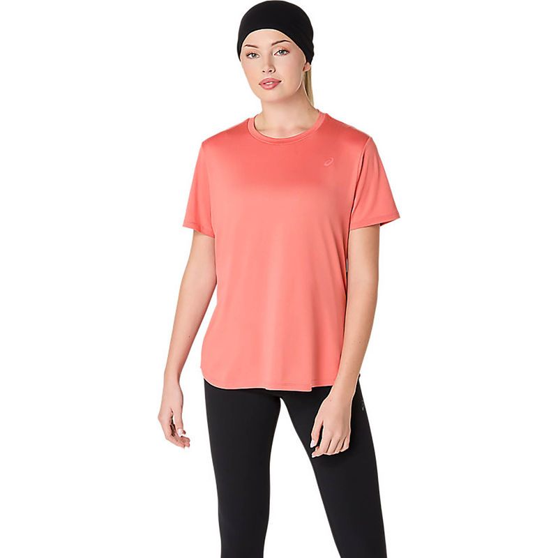ASICS Women's Dark Pink Clay Flex Stretch Short Sleeve Top (XS)
