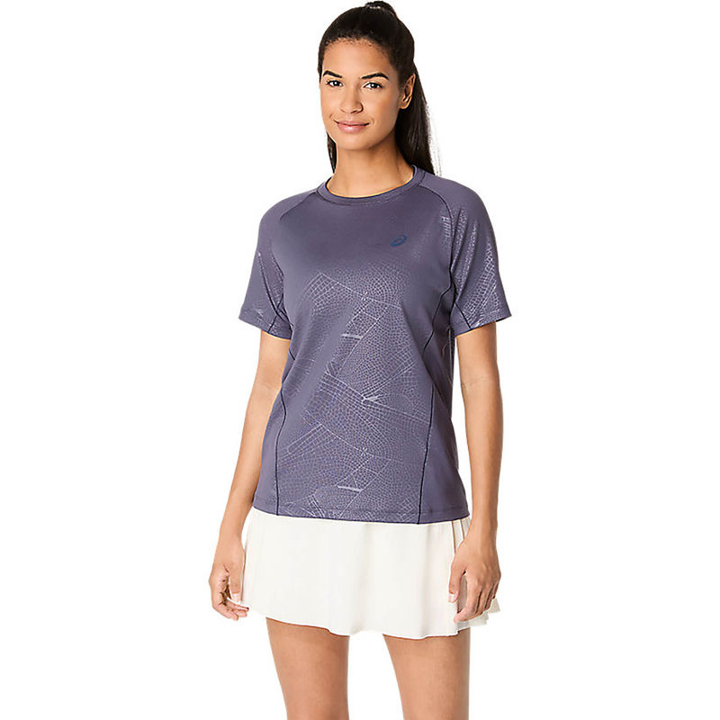 ASICS Women's Indigo Blue Fog Game All Over Print Ss Top (XS)