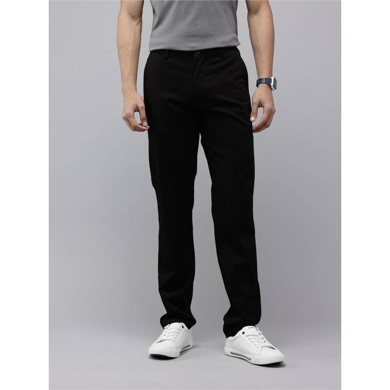 GENIPS Mens Relaxed fit Black Casual Trouser (34)