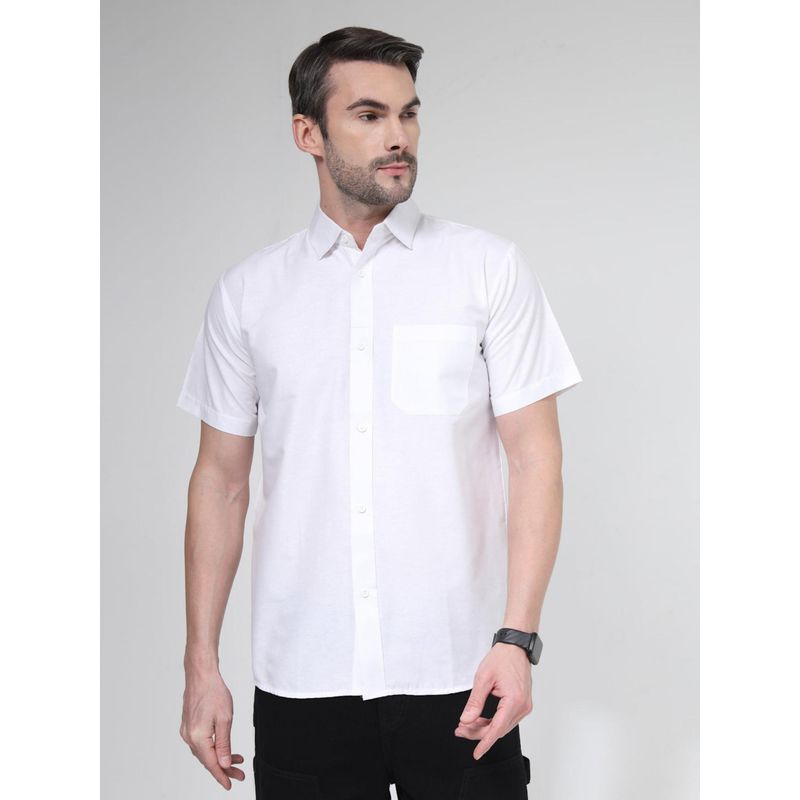NEUDIS Mens Cotton White Solid Casual Regular Fit Shirt for Men (38)
