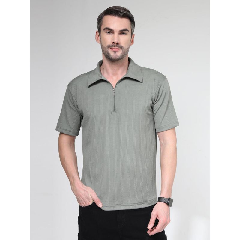 NEUDIS Men’s Ribbed Olive Polo T-Shirt for Men (S)