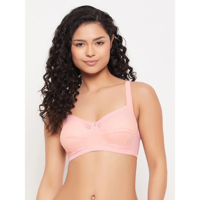 Clovia Lace Solid Non-Padded Full Cup Wire Free Full Figure Bra - Peach (32F)