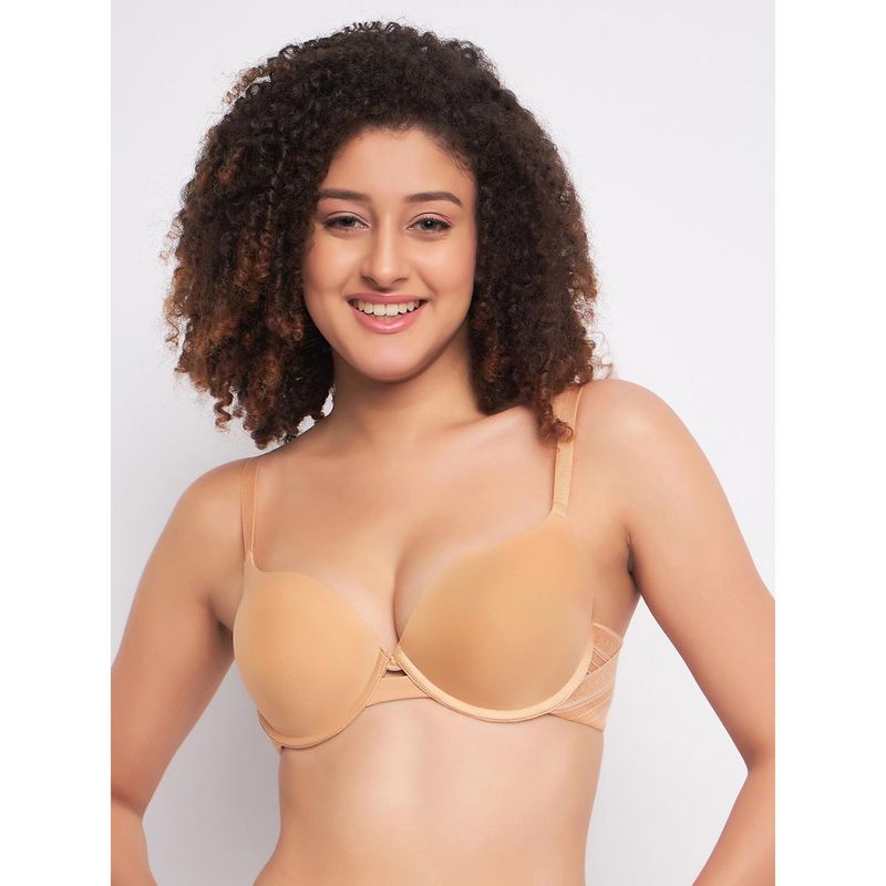 Clovia Polyamide Solid Padded Demi Cup Underwired Push-Up Bra - Beige (38C)