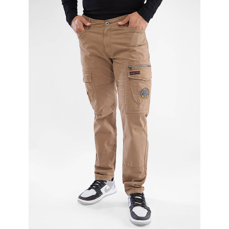Spykar Khaki Regular Fit Cargo Pant for Men (30)