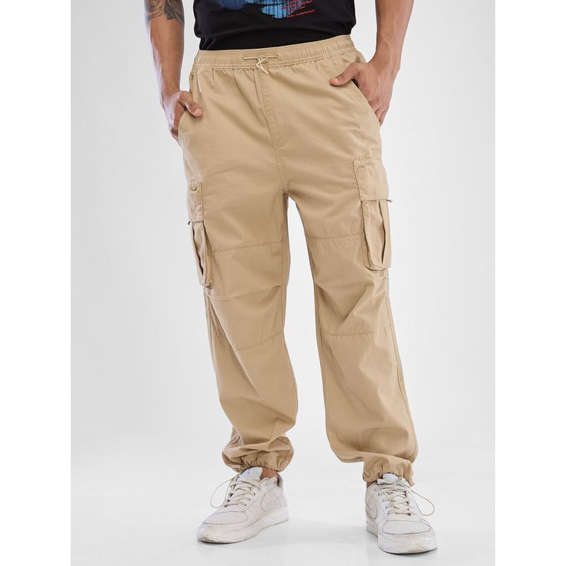 Spykar Khaki Regular Fit Cargo Jogger for Men (32)
