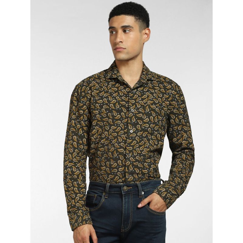 Jack & Jones Green Paisley Print Full Sleeves Shirt (L)