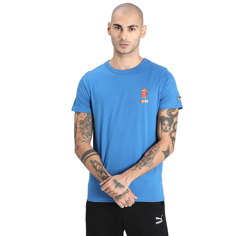 Puma Downtown Graphic Mens Blue Casual T-Shirt (XS)