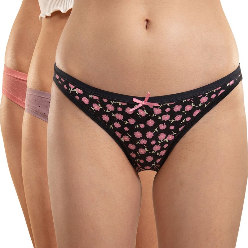 Nykd by Nykaa Bikini Panty with Outer Elastic-NYP030-Assortment 3 Multi-Color (Pack of 3) (L)