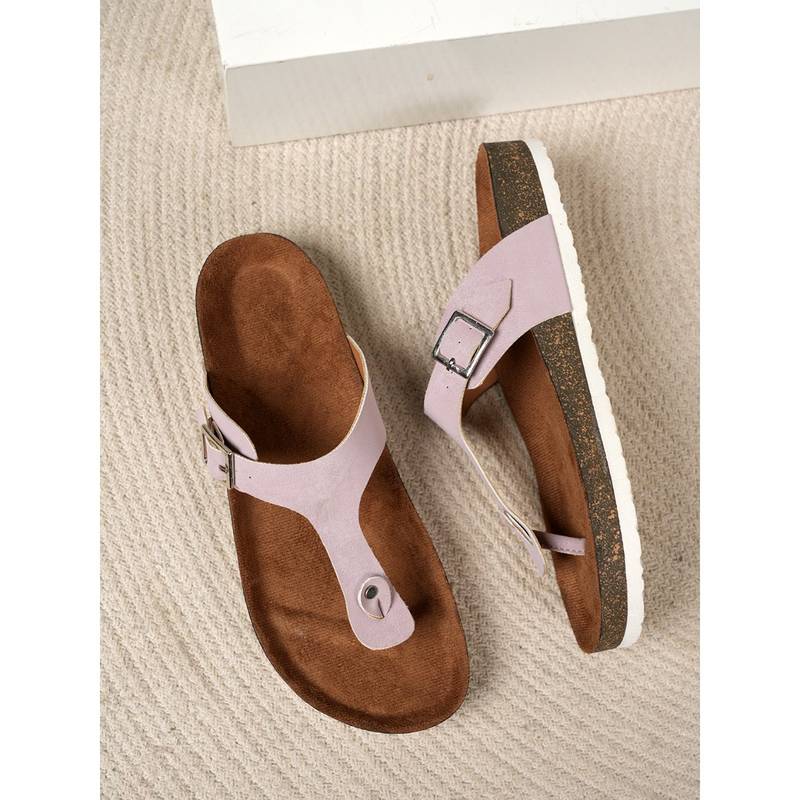 MOZAFIA Women Flat Pink Sandals (EURO 37)
