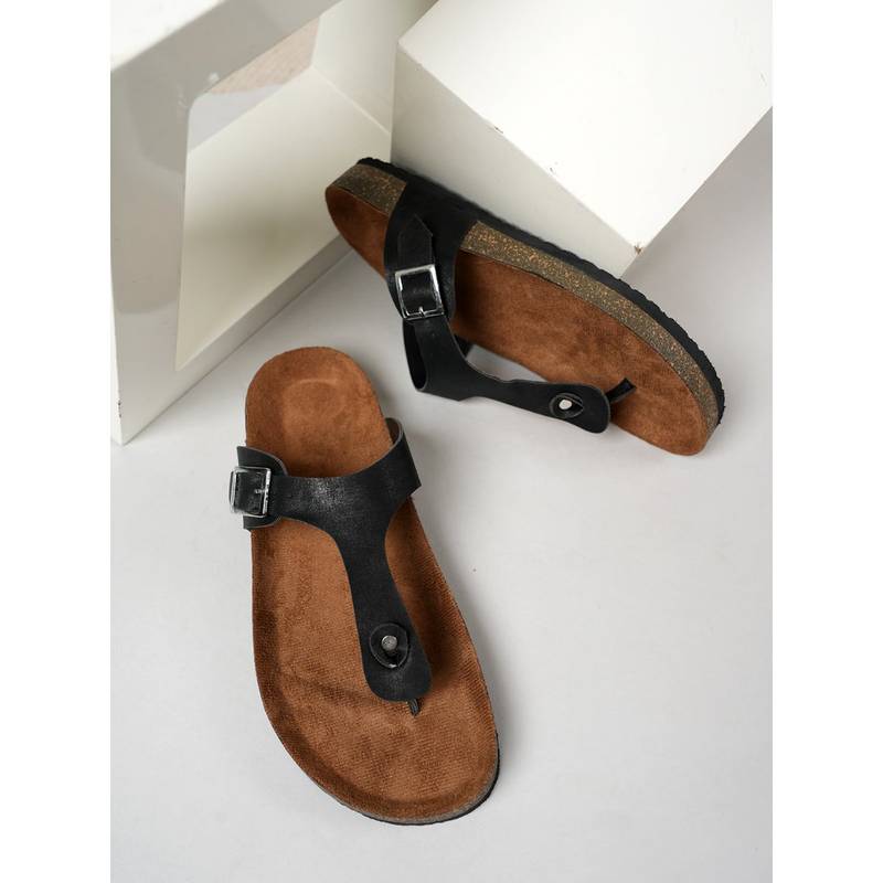 MOZAFIA Women Flat Black Sandals (EURO 37)