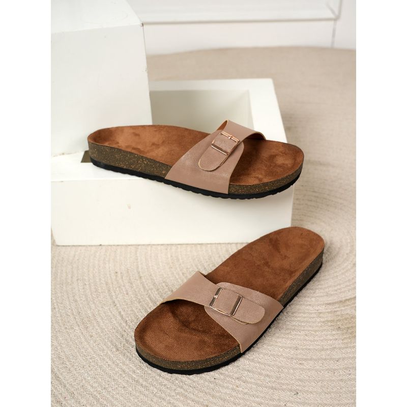 MOZAFIA Women Flat Brown Sandals (EURO 38)