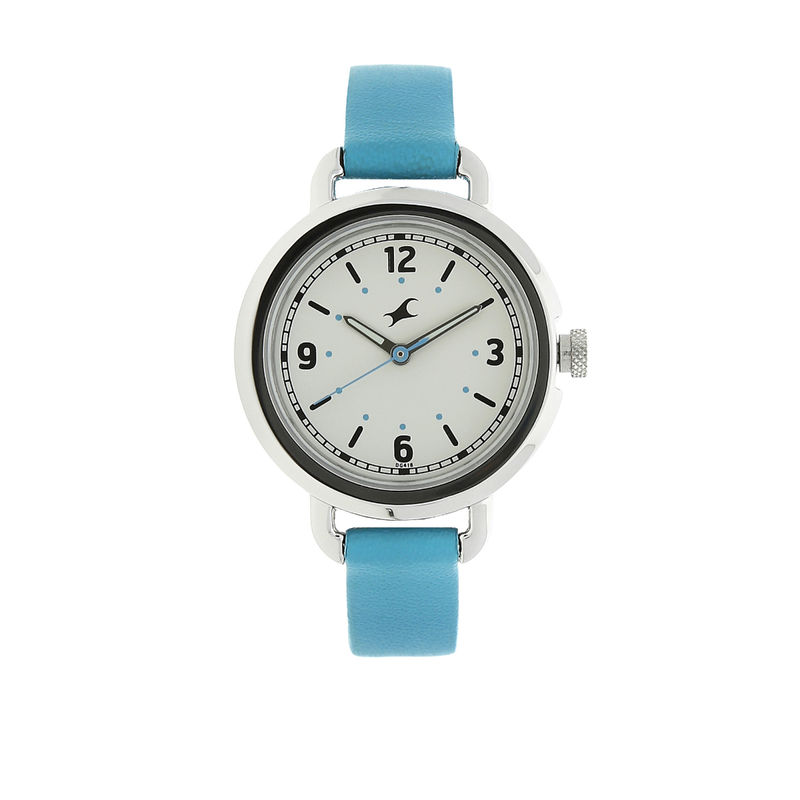 Fastrack Bare Basics White Dial Leather Strap Watch