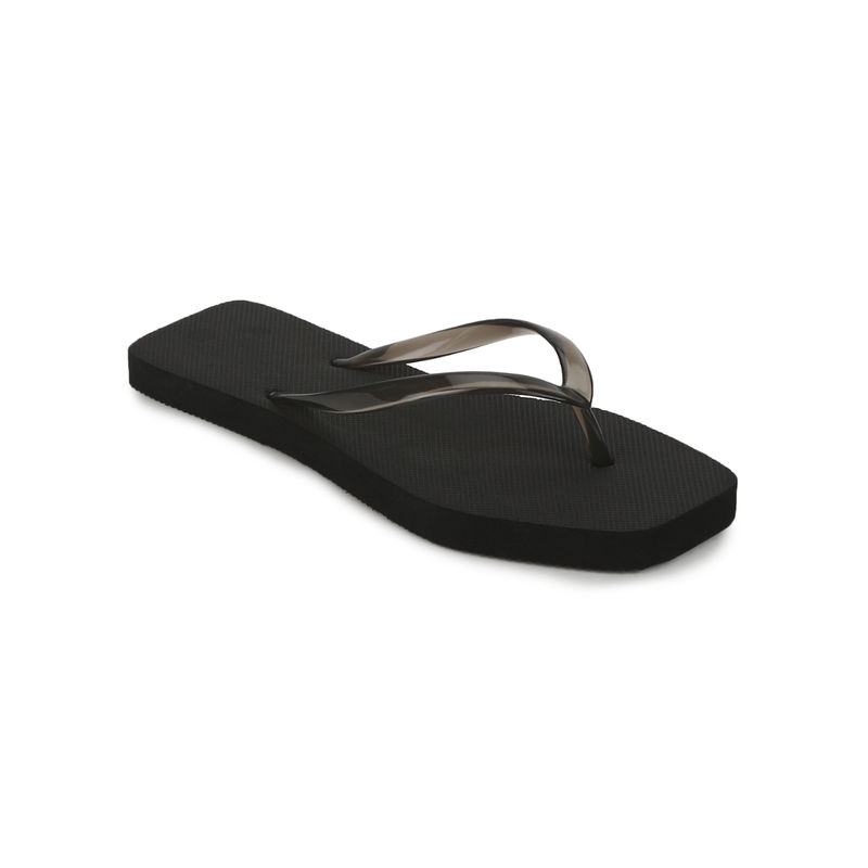 Truffle Collection Black Eva Flip Flops With Square Front - UK 3