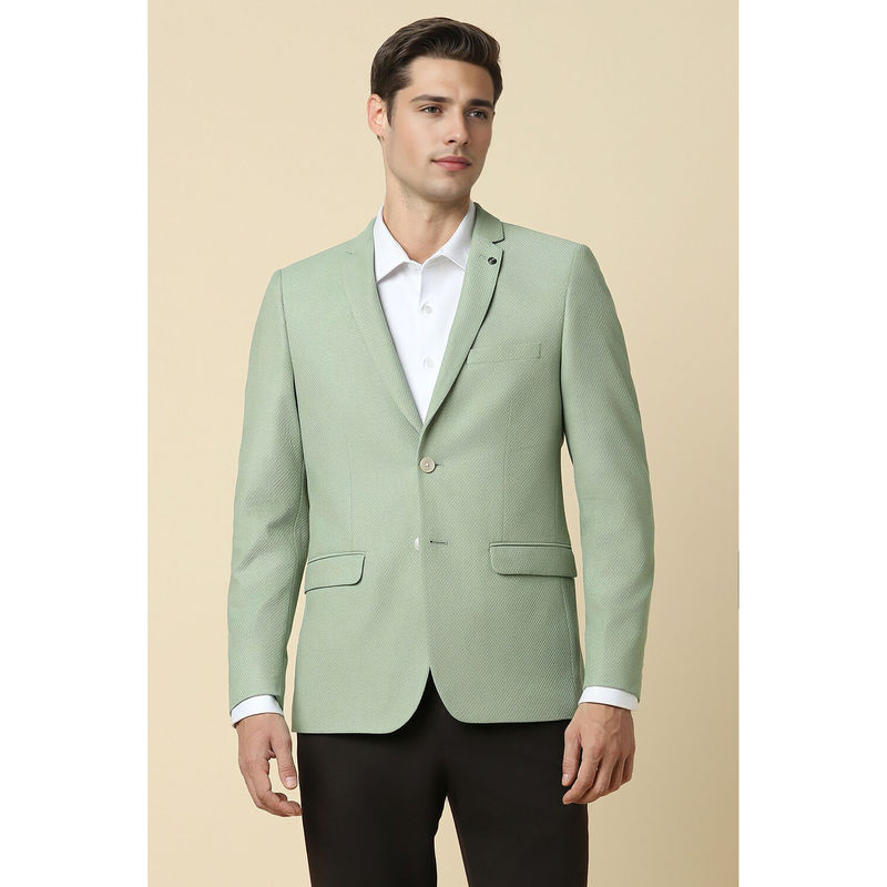 Allen Solly Men Green Ultra Slim Fit Textured Formal Blazer (40)