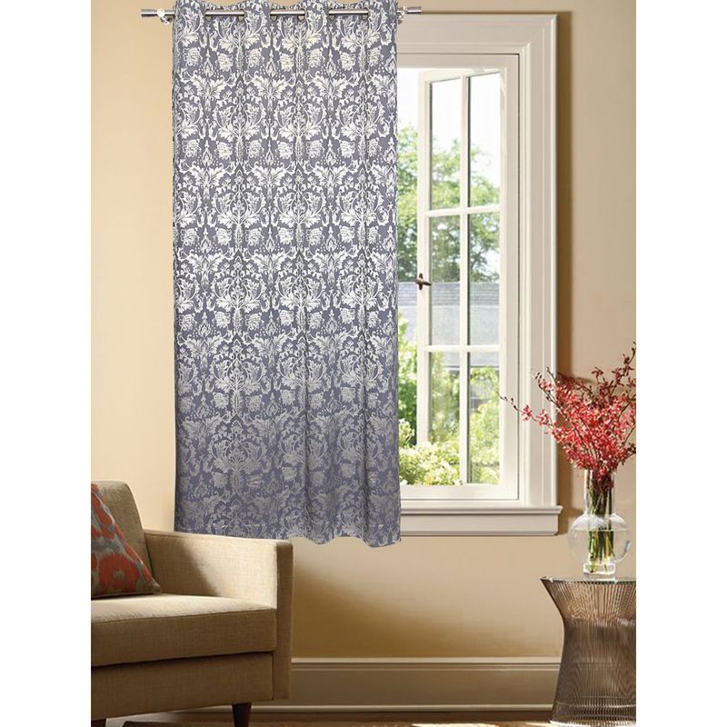 Sivya by Home Cotton Jacquard Self Design 5 Feet Window Blue Curtain