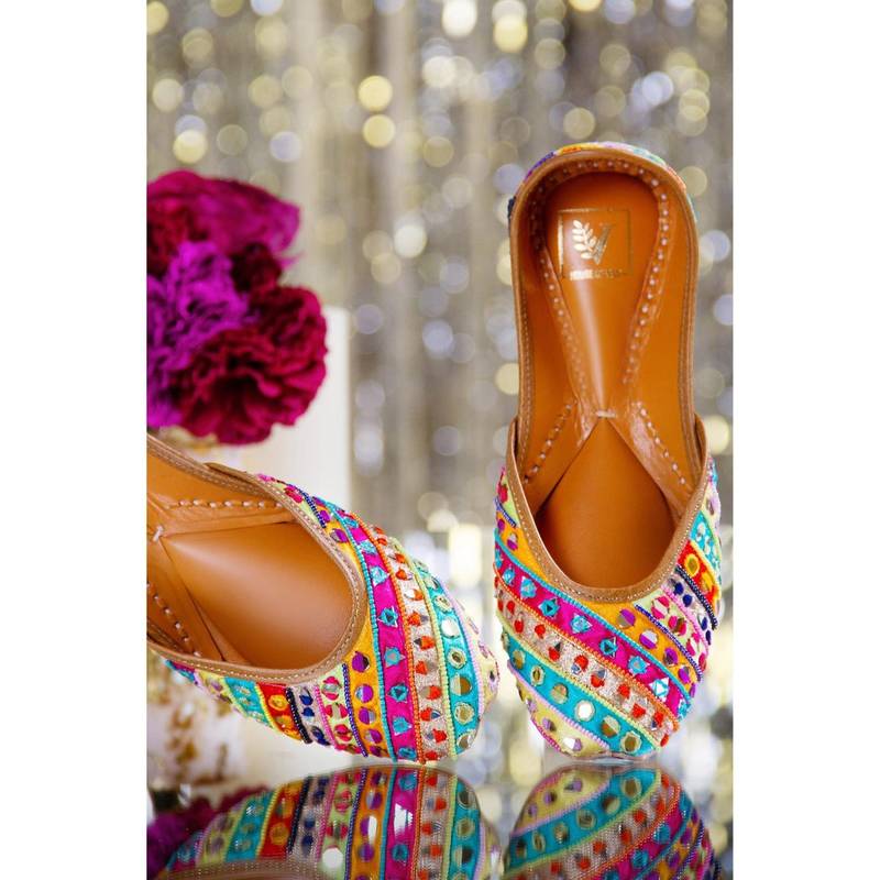 House of Vian Rangrez Multicolor Embroidered Juttis (EURO 36)