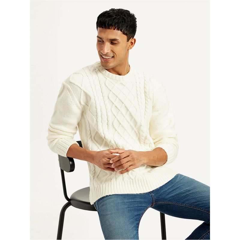 Levi's Mens White Crew Neck Sweater (L)