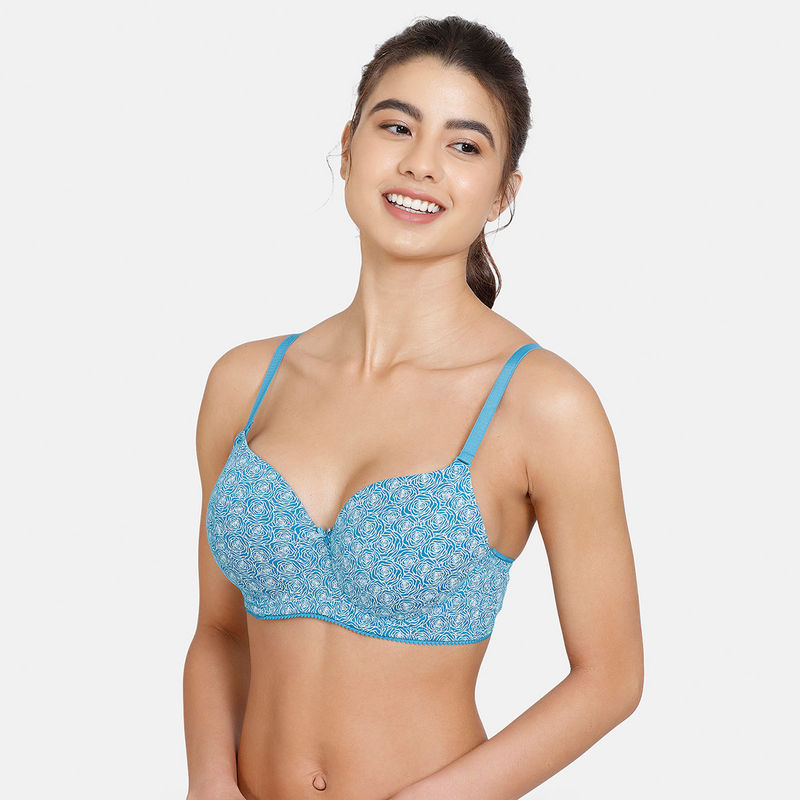 Zivame Rosaline Padded Wired 3/4th Coverage T-Shirt Bra - Forged Iron (36C)
