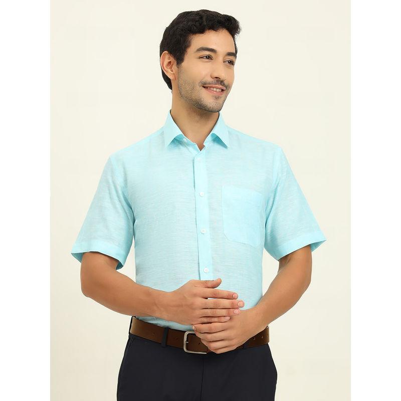 JadeBlue Powder Blue Solid Formal Shirt (38)