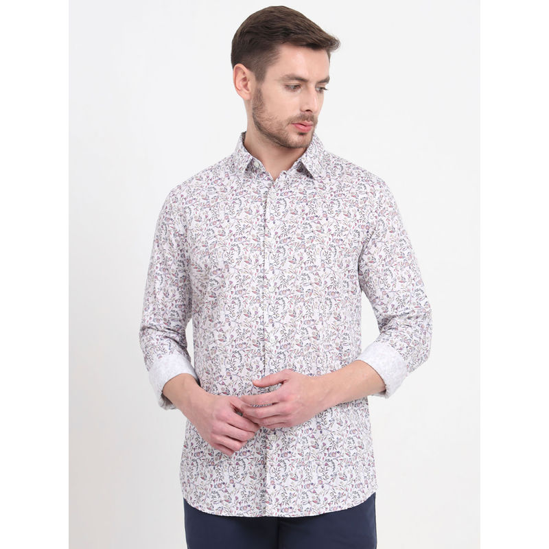 JadeBlue White and Pink Printed Casual Shirt (42)