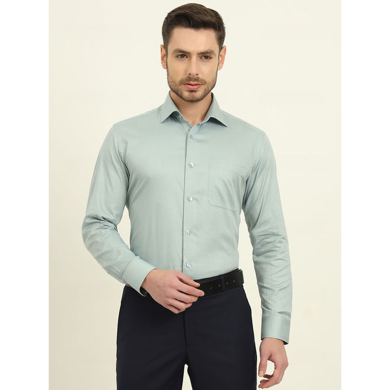 Metal Pista Green Solid Formal Shirt (39)