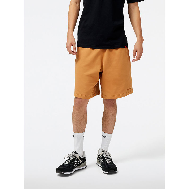 New Balance Men Orange Tobacco Mid Rise Sports Shorts (S)