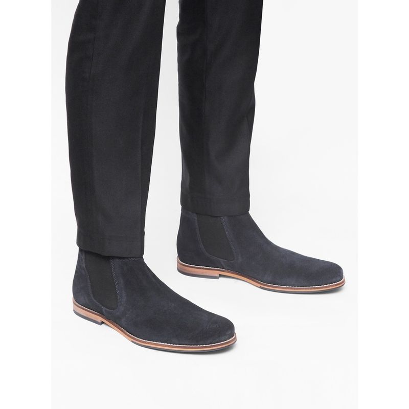 HATS OFF ACCESSORIES Navy Blue Solid-Plain Chelsea Boots For Men (EURO 44)