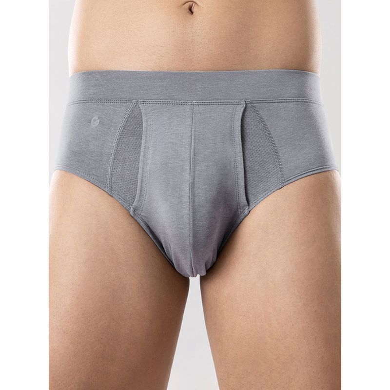 GLOOT Anti Odor Cotton Tencel Cooling Brief-GLI001-Grey Melange (XL)
