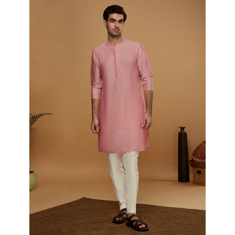 KISAH Men Pink Kurta with Trouser (Set of 2) (44)