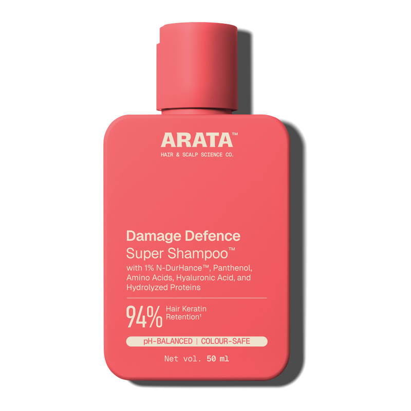 Arata Super Shampoo with Biotin Prevents Hair Loss Reduces Breakage, Restores Damage, Travel Size