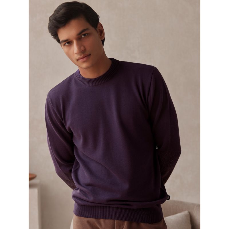 Andamen Purple Mens Full Sleeve Cotton Pullover Regular Fit (S)