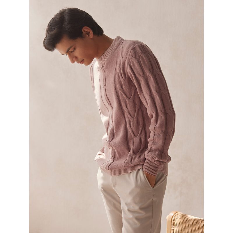Andamen Pink Mens Full Sleeve Cotton Pullover Regular Fit (S)