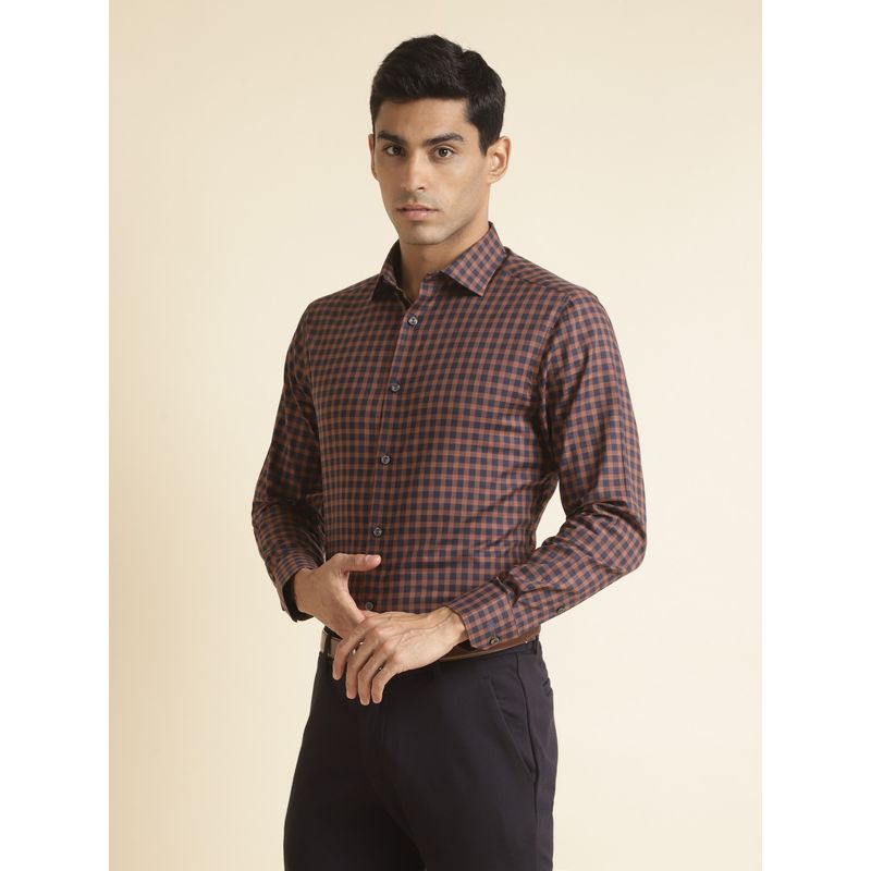 Andamen Navy Mens Full Sleeve Cutaway Shirt Slim Fit (S)