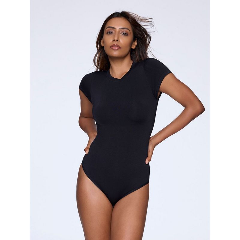 FEIER Women Crew Black Bodysuit Top (S)