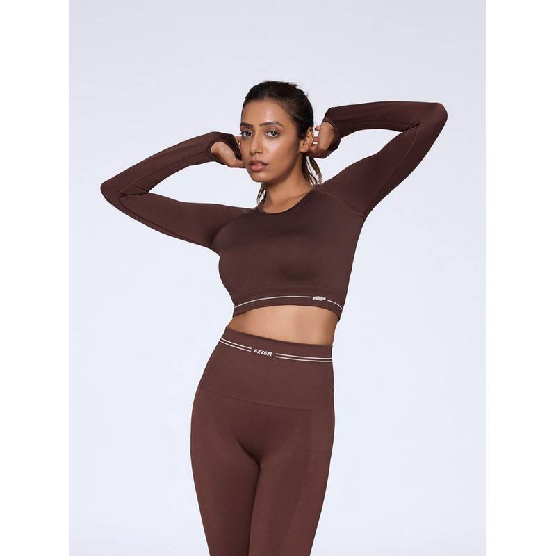 FEIER Brown Slink Long Sleeve T-Shirt (XL)