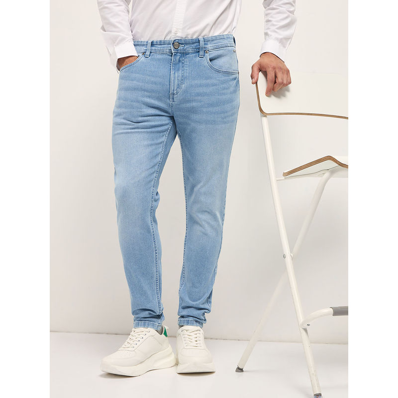 THE BEAR HOUSE Men's Slim Fit Light Blue Cotton Jeans (28)