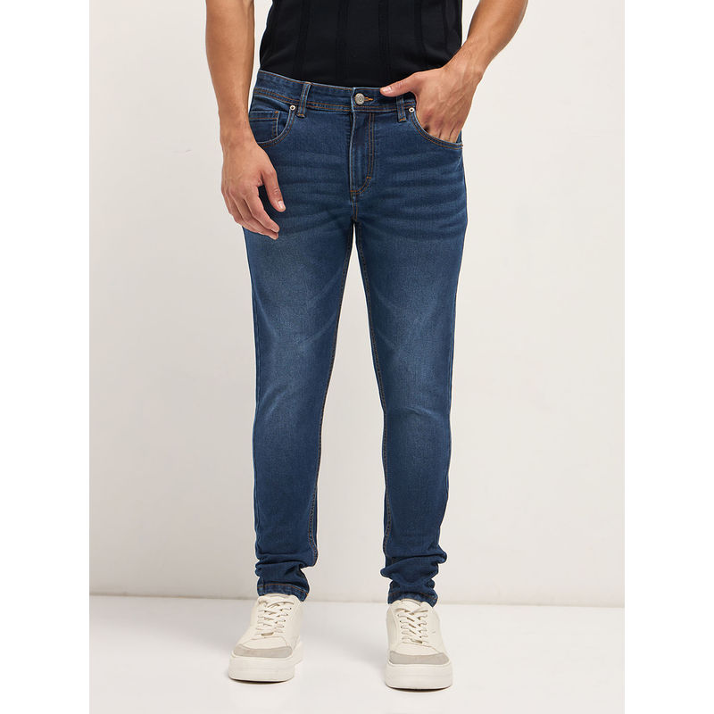 THE BEAR HOUSE Men's Slim Fit Blue Cotton Jeans (32)