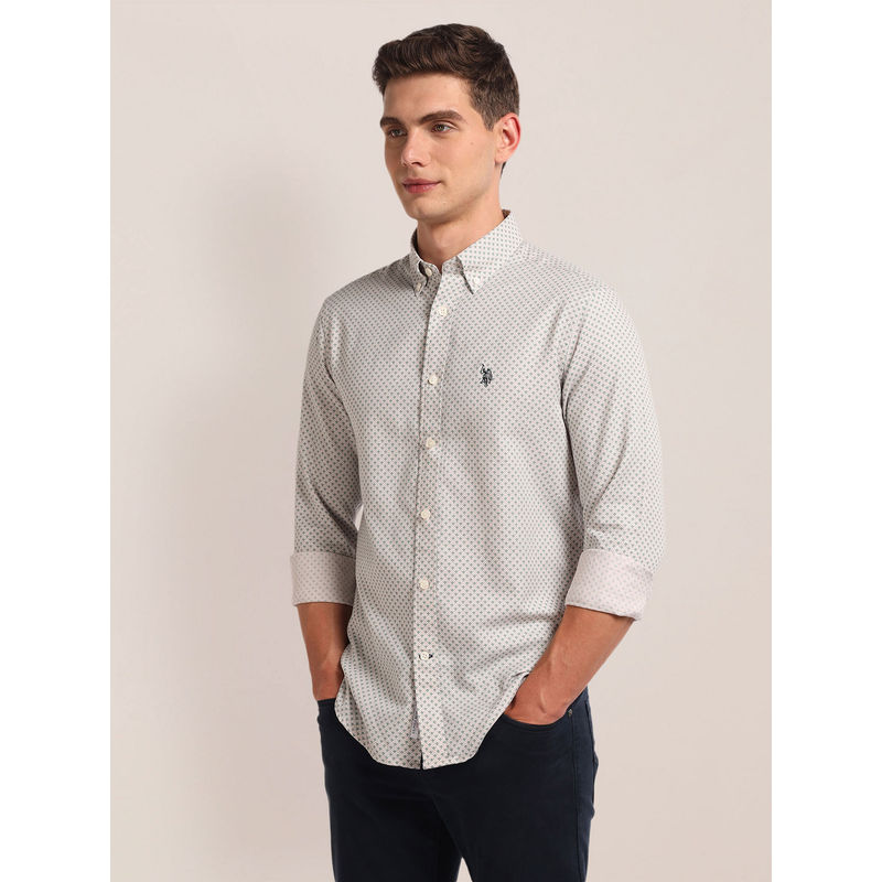 U.S. POLO ASSN. Grey Printed Pattern Shirt (M)