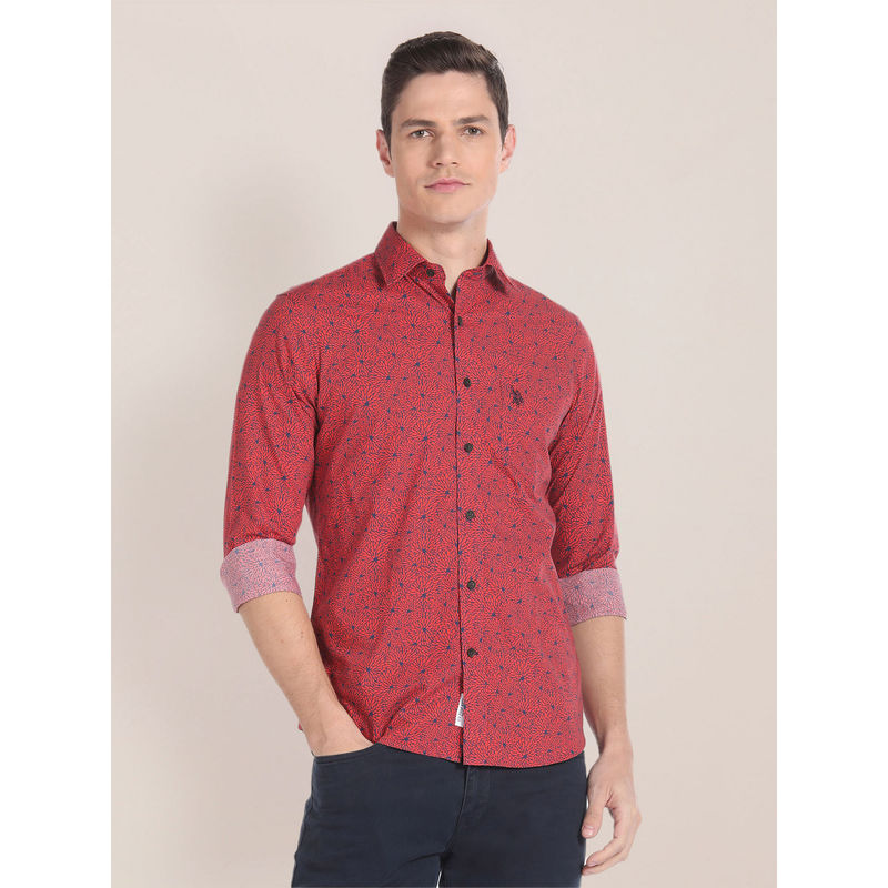 U.S. POLO ASSN. Spread Collar Printed Shirt (M)