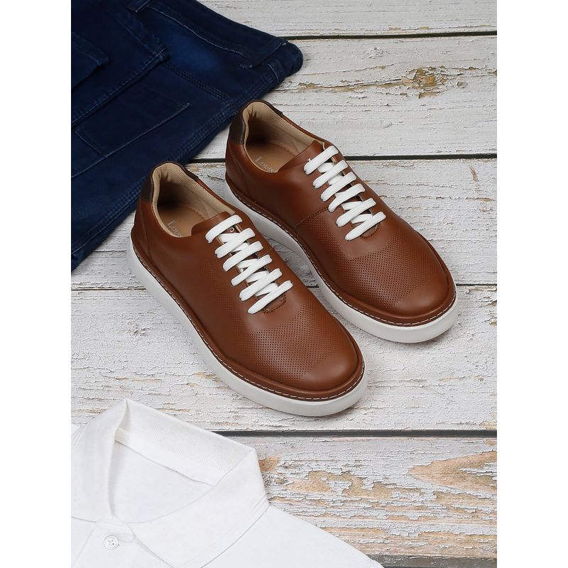 Louis Stitch Men's Casual Russet Tan Lace-Up Sneakers (UK 9)
