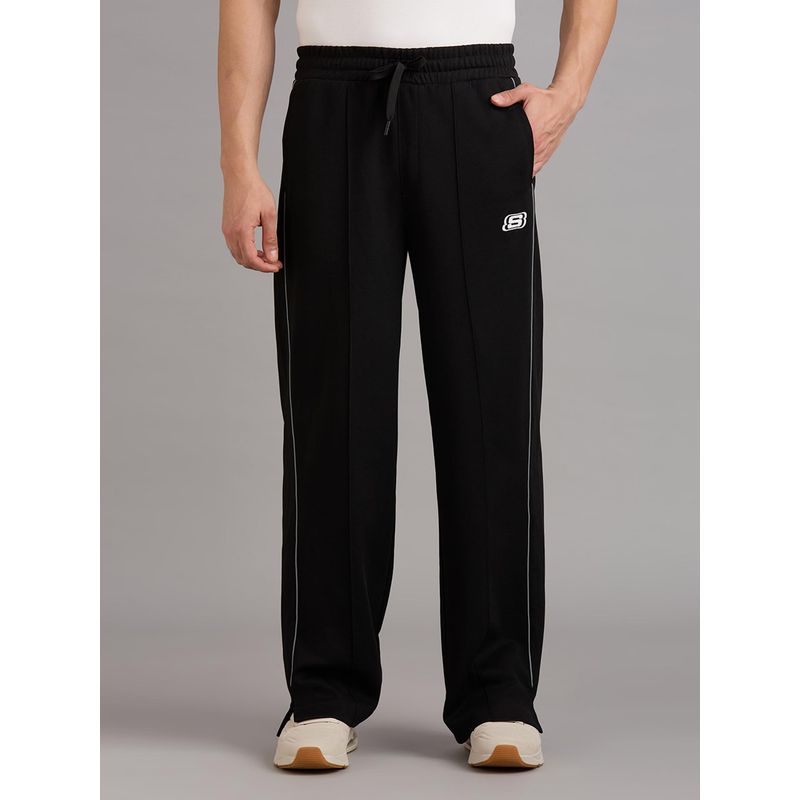 SKECHERS Men Straight Side Slit Black Tackpant (L)