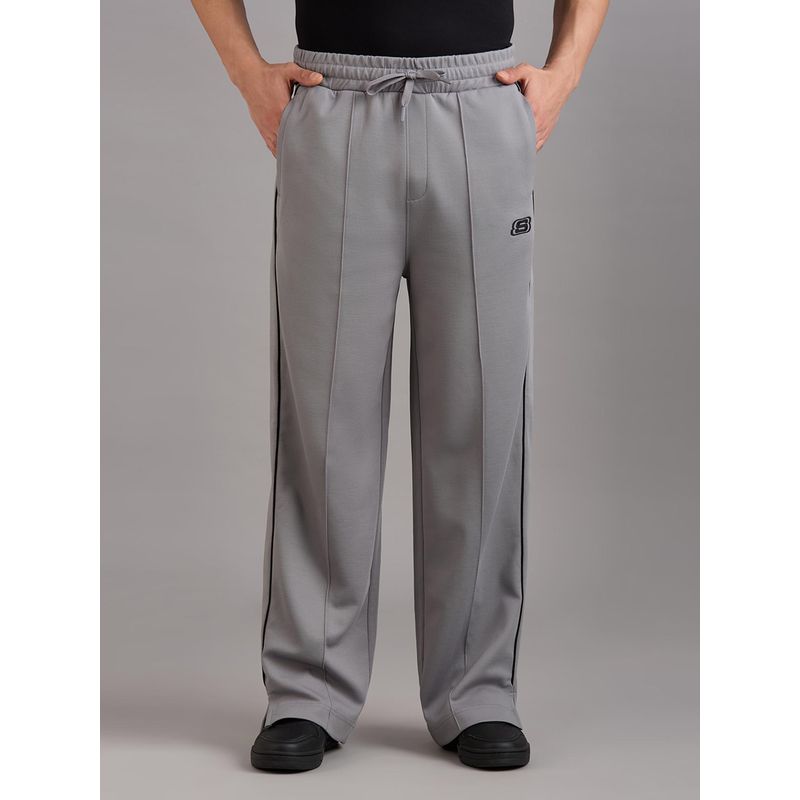 SKECHERS Men Straight Side Slit Grey Tackpant (XL)