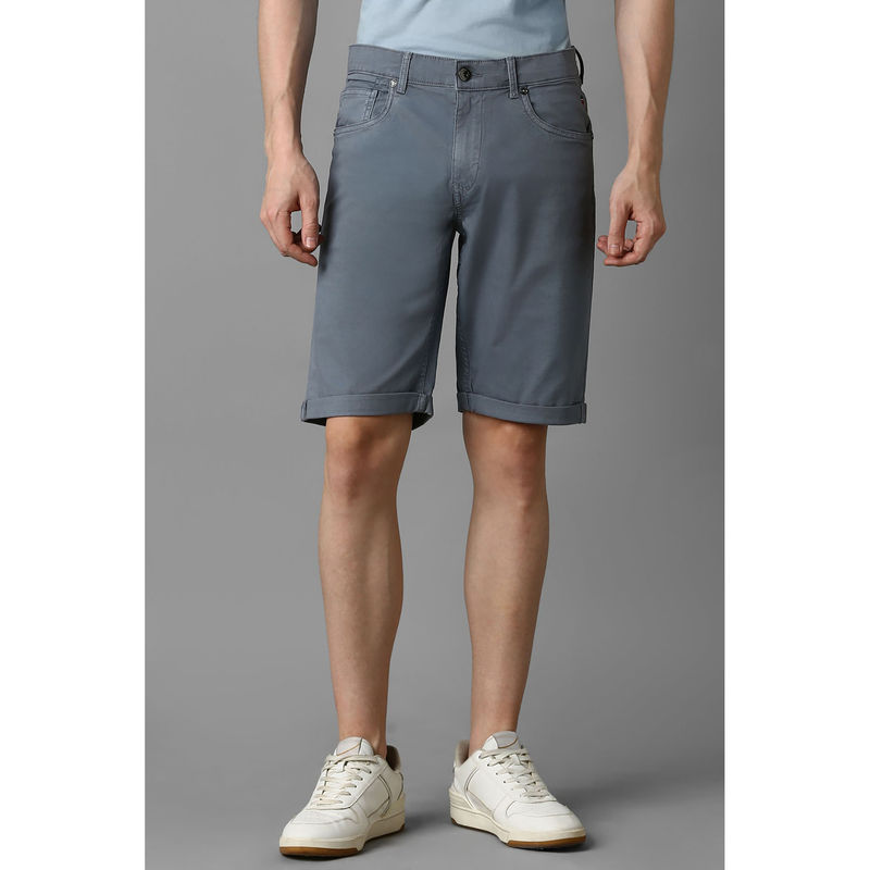 Louis Philippe Men Grey Solid Shorts (30)