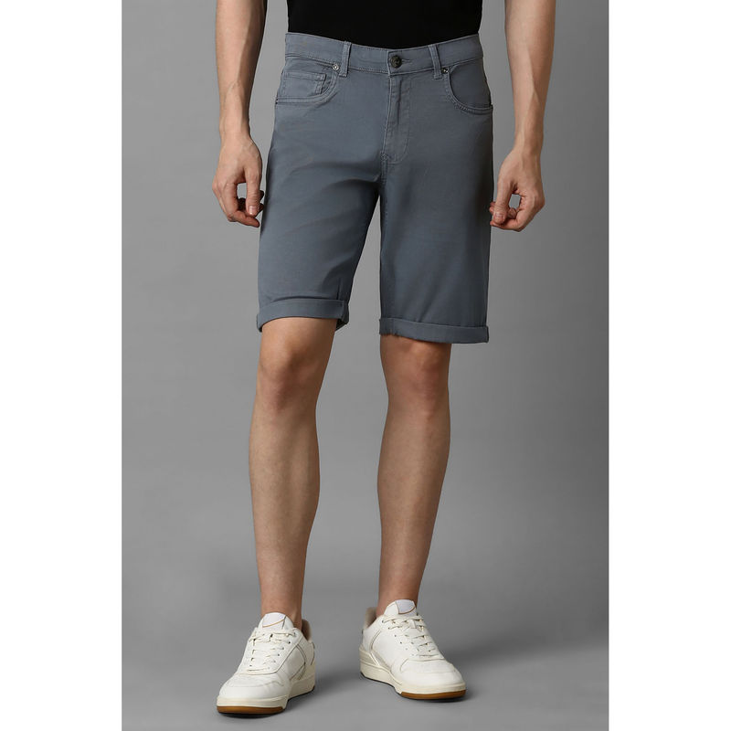 Louis Philippe Men Grey Solid Shorts (30)
