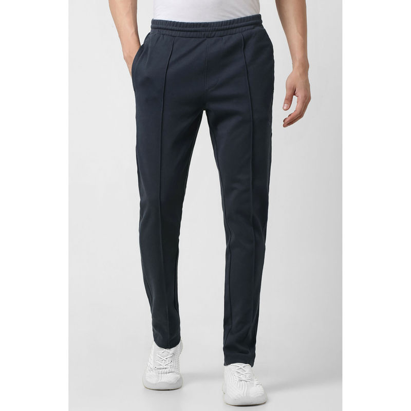 Van Heusen Men Navy Blue Solid Casual Trackpant (32)