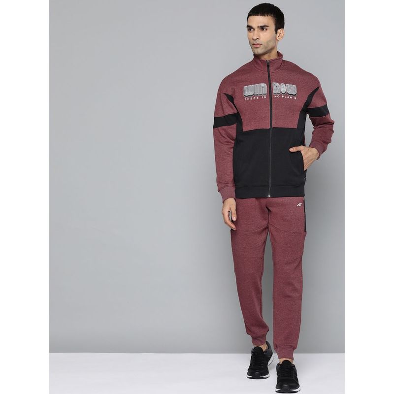 Alcis Men Maroon Black Colour blocked Track Suits (L)