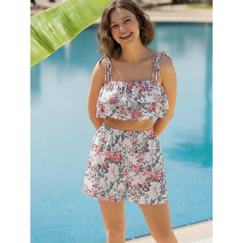 AOBA Floral Printed Swim Co-Ord (Set of 2) (S)